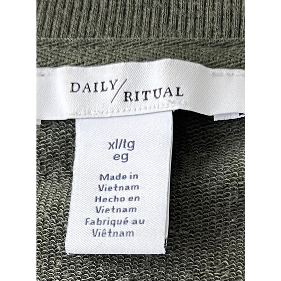 DAILY RITUAL LONG SLEEVE PULL-OVER V-NECK SWEATSHIRT, MENS, XL.ARMY GREEN - Picture 10 of 12